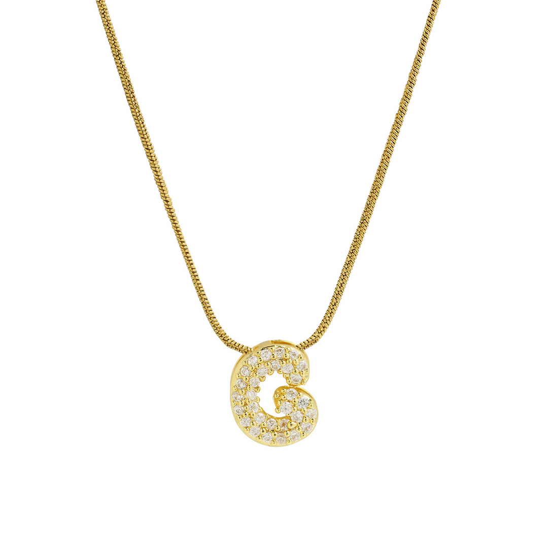 Diamond Bubble Letter Initial Necklace