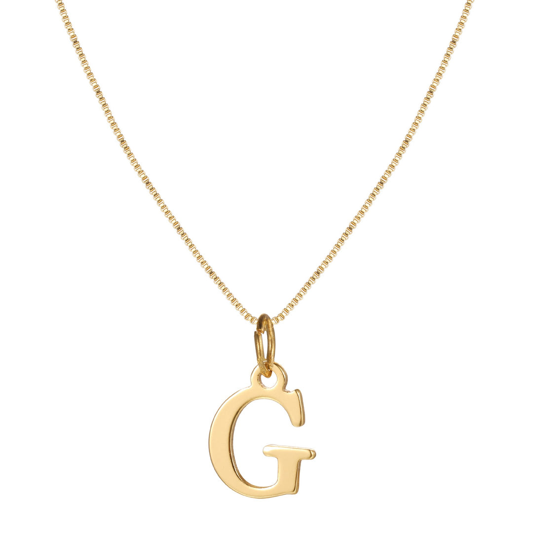 14k Minimal Serif Initial Necklace