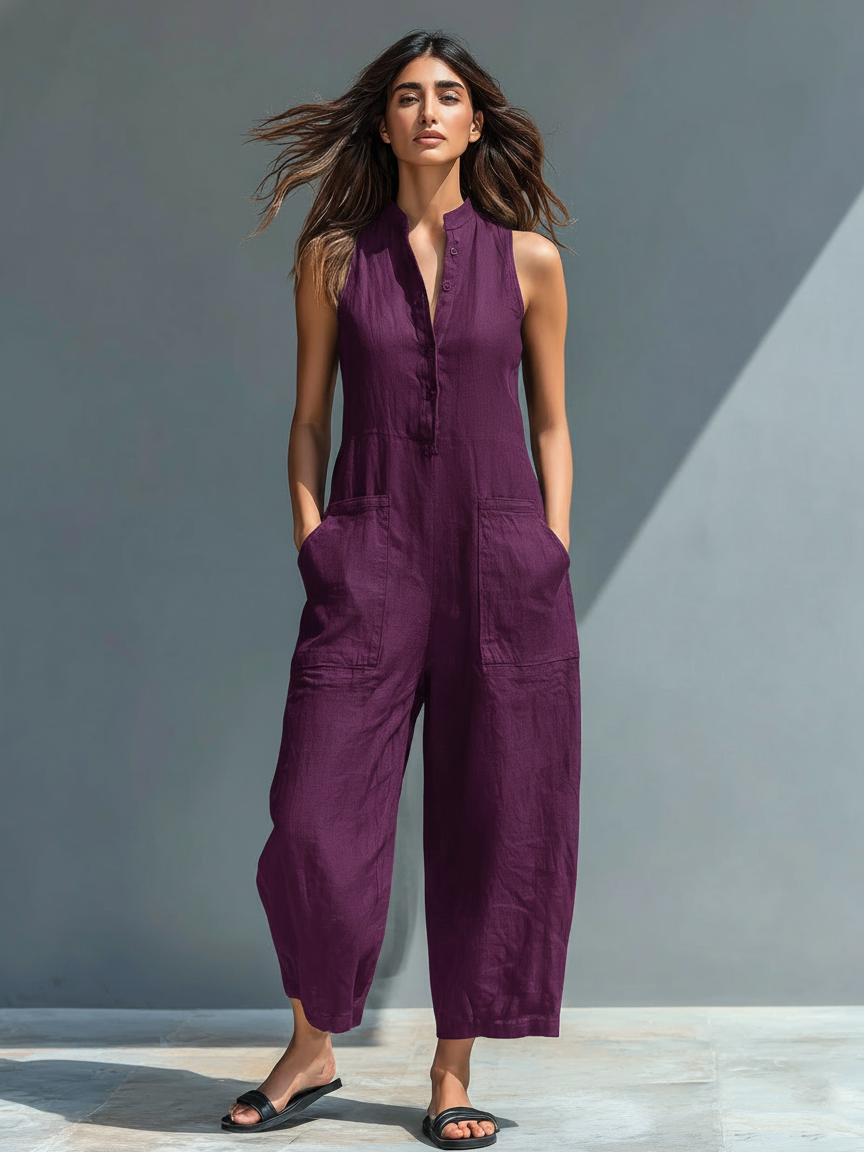 Evelyn | Linen Button-up Jumpsuit