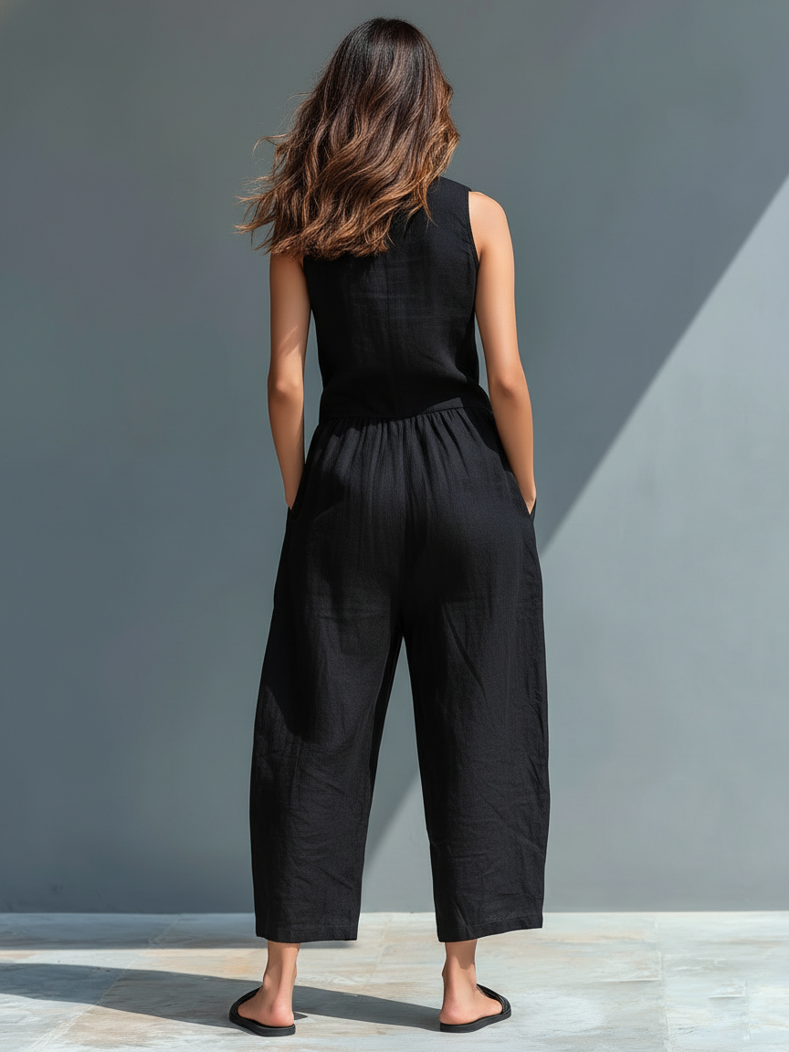 Evelyn | Linen Button-up Jumpsuit