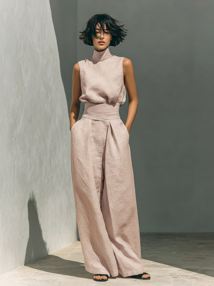 Elena | Linen Blouse Set
