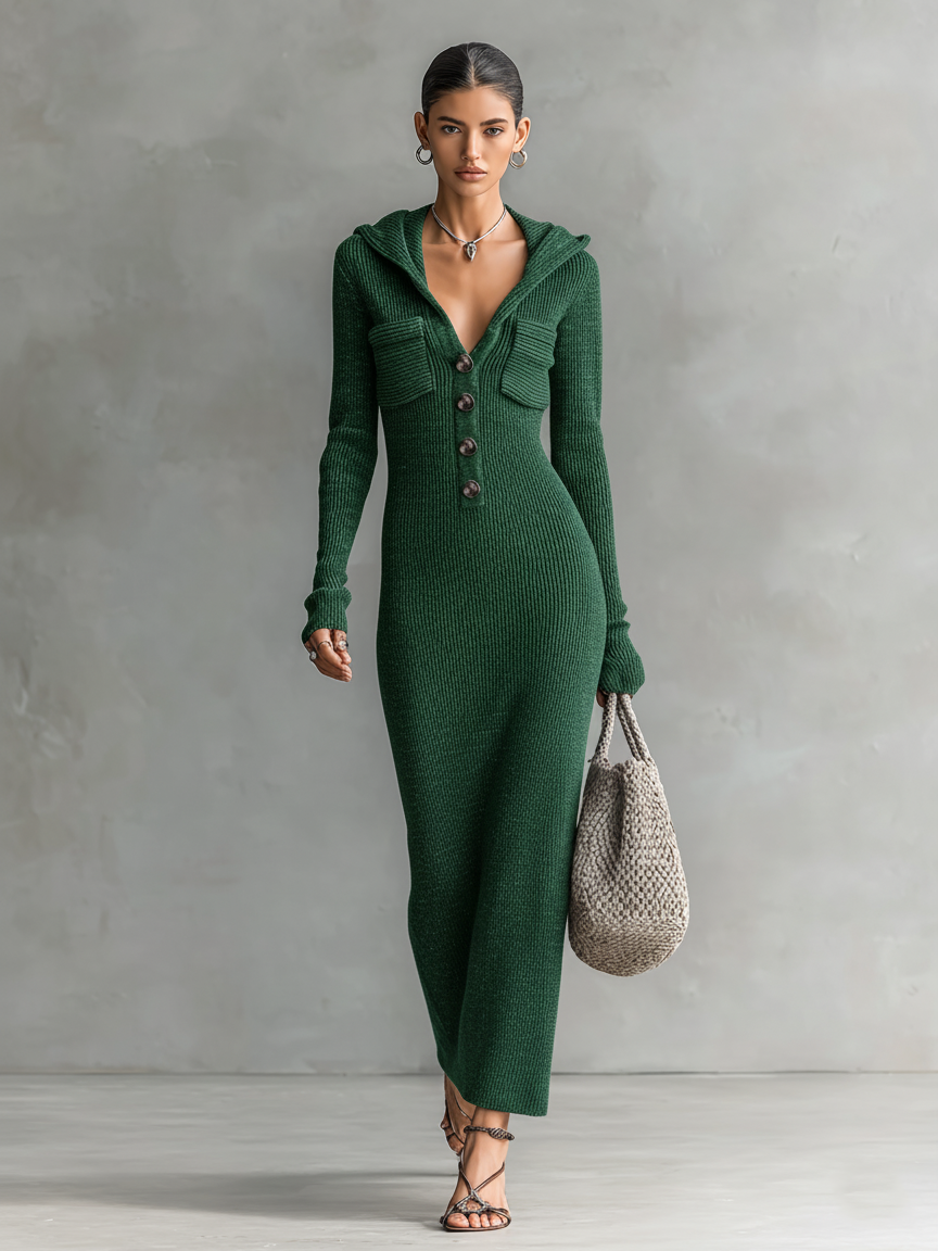 Anouk | Hooded Knit Maxi Dress