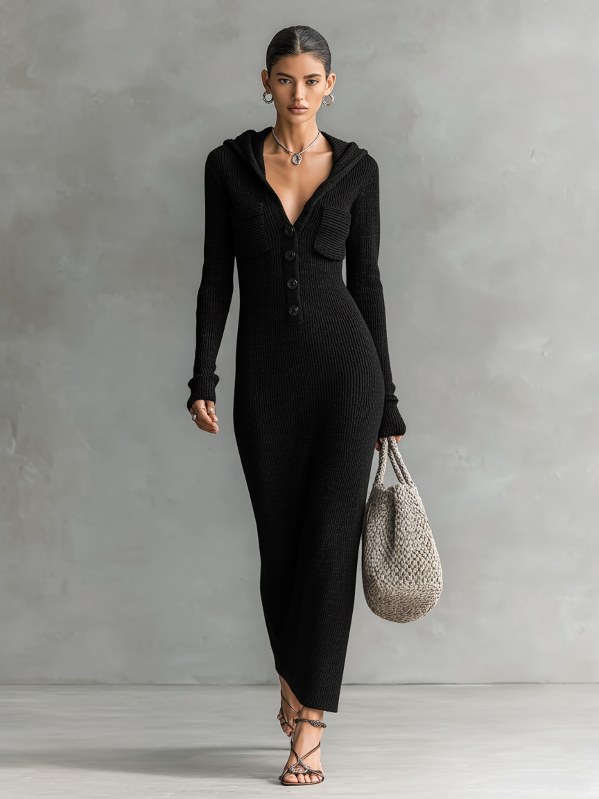 Anouk | Hooded Knit Maxi Dress