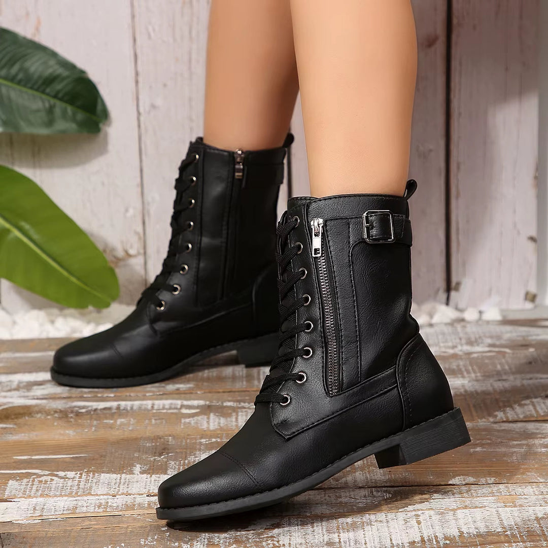 Monica Secrets | Lace-Up Zip Boot