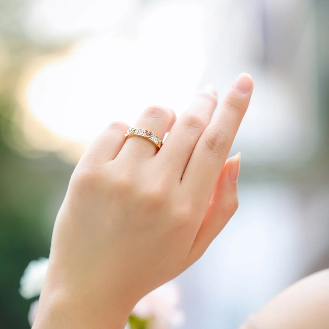 Classy Heart Wrap Baguette Diamond Ring