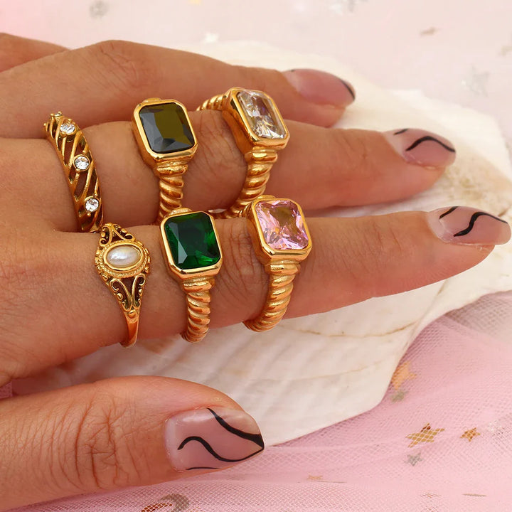 Chunky Cross Striped Baguette Diamond Ring