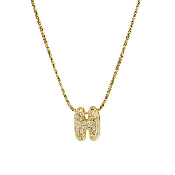 Diamond Bubble Letter Initial Necklace