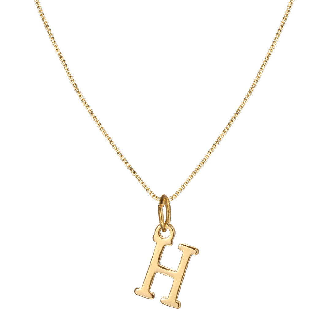14k Minimal Serif Initial Necklace