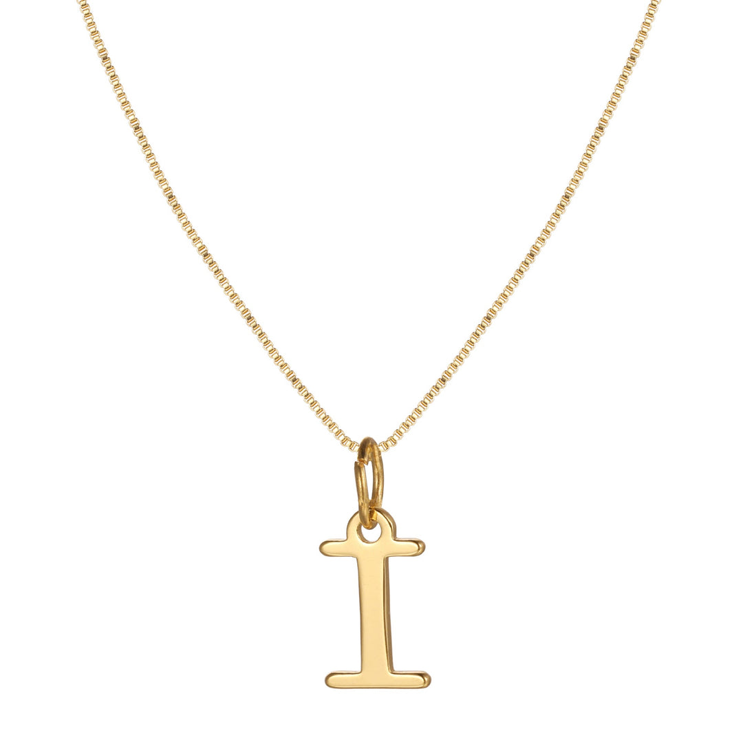 14k Minimal Serif Initial Necklace