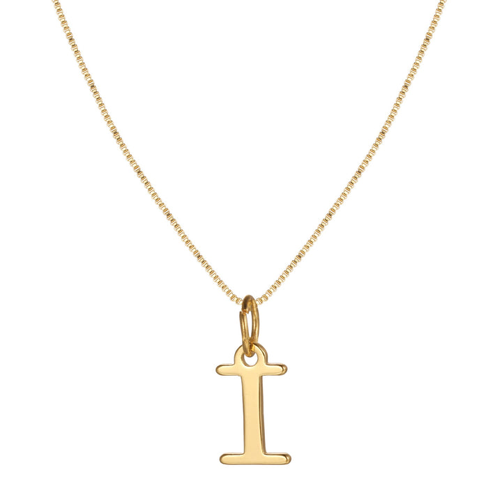 14k Minimal Serif Initial Necklace