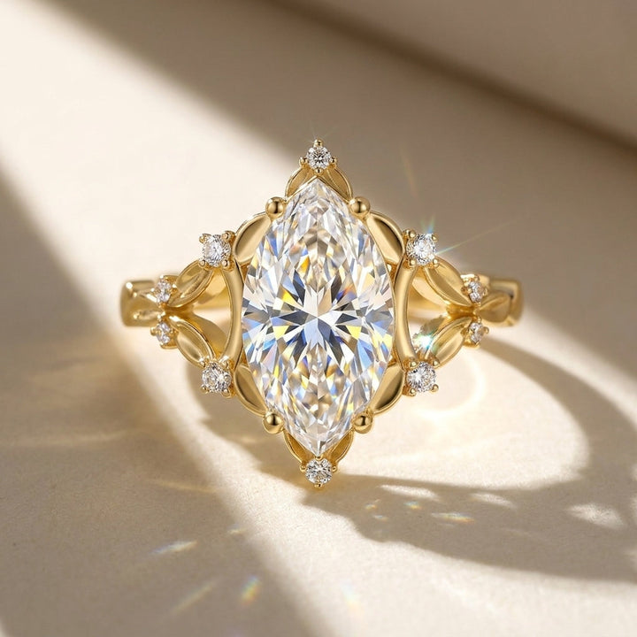 1ct S925 Marquise Cut Moissanite Droplet Ring
