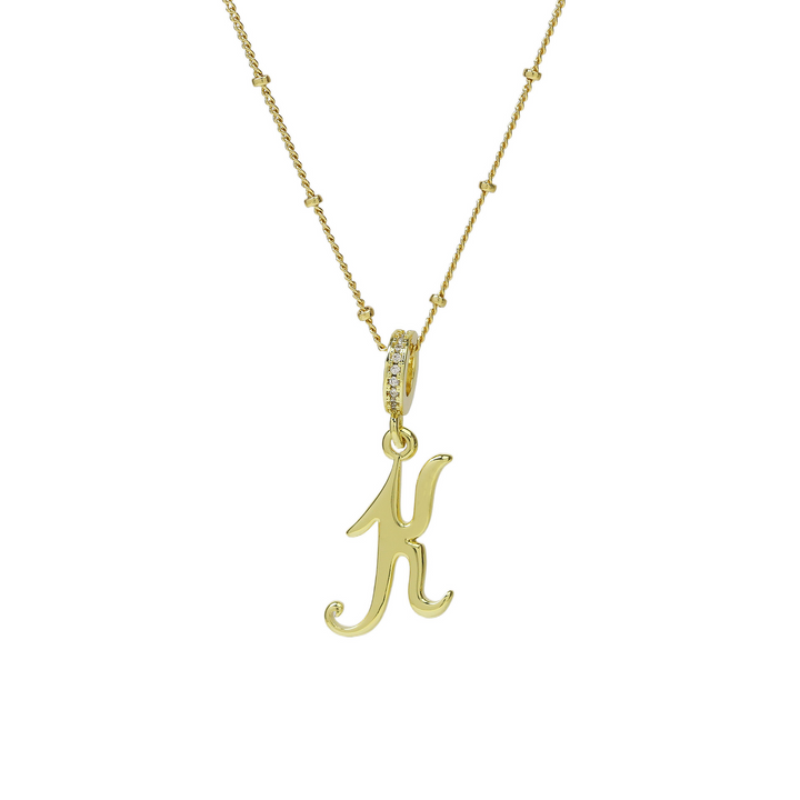 Elegant Cursive Font Satellite Chain Initial Necklace