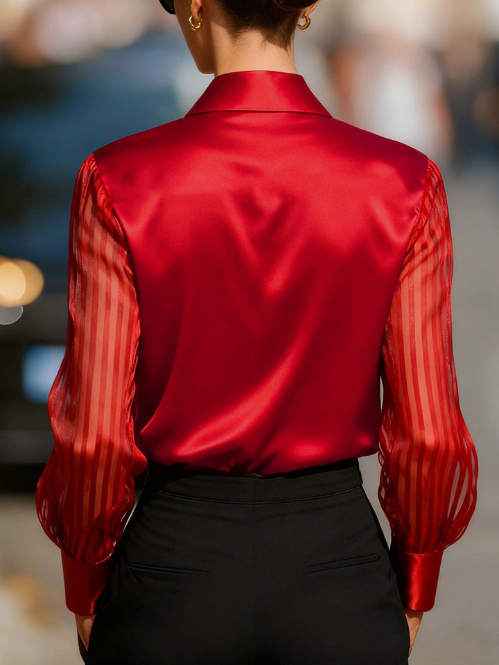 Monica Secrets | Luxury Satin Long-Sleeve Shirt