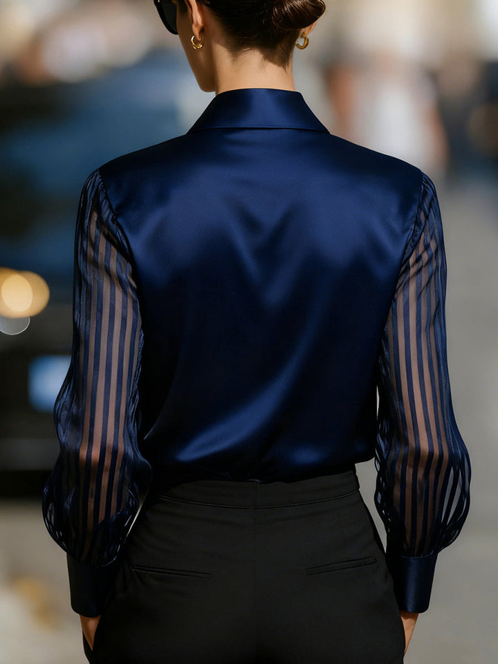 Monica Secrets | Luxury Satin Long-Sleeve Shirt