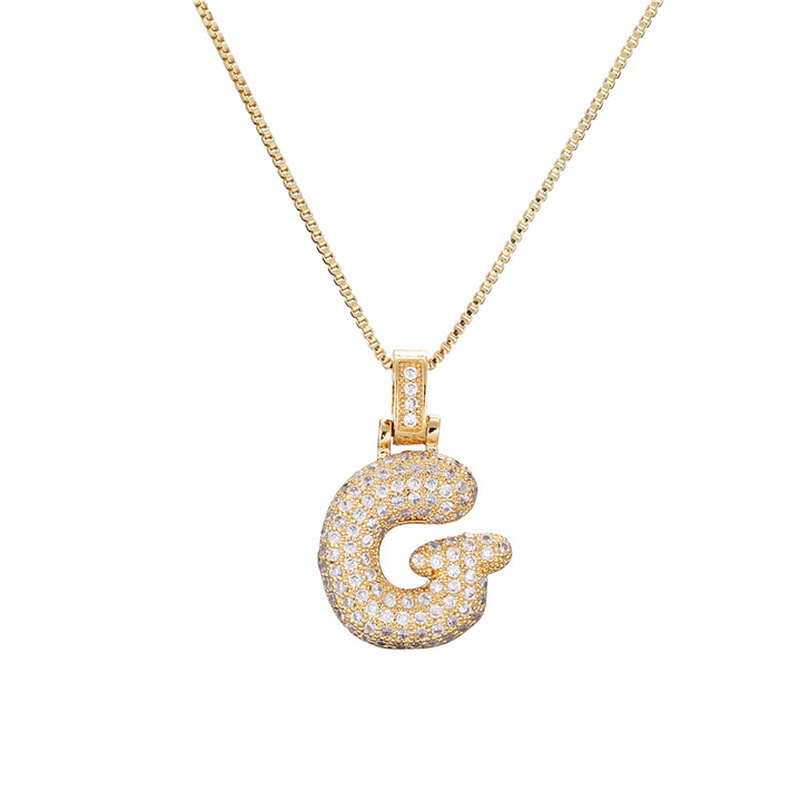 14k Diamond Dazzle Bubble Initial Necklace