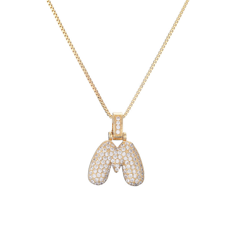 14k Diamond Dazzle Bubble Initial Necklace