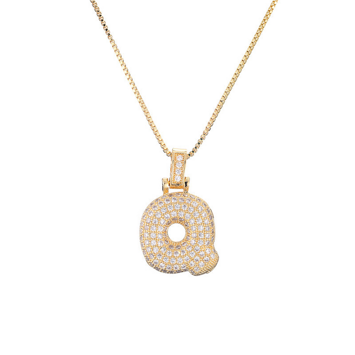 14k Diamond Dazzle Bubble Initial Necklace