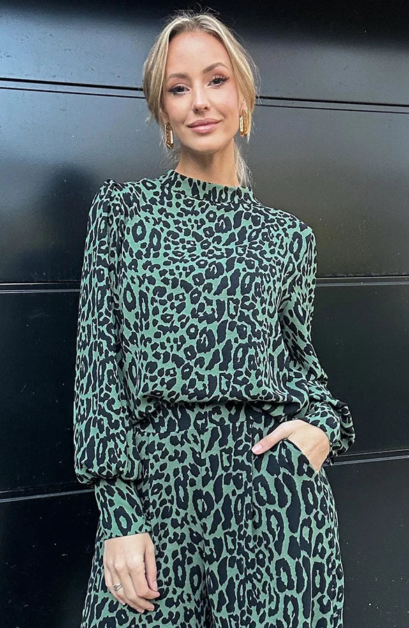 Monica Secrets | Blouse with Long Sleeves and Wide High Waist Trousers - Elegant Fit