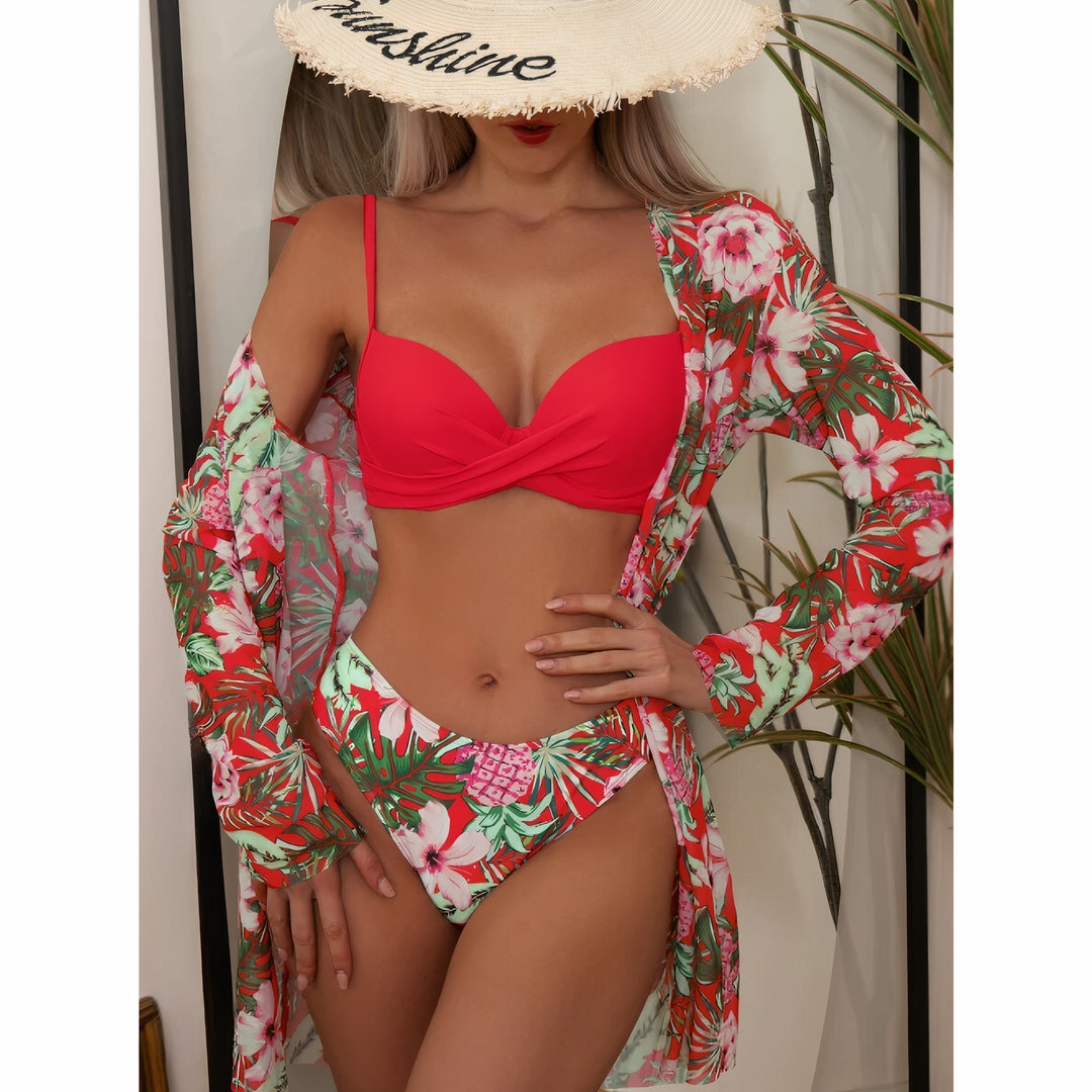 Monica Secrets | 3-Piece Bikini Set With Floral Print