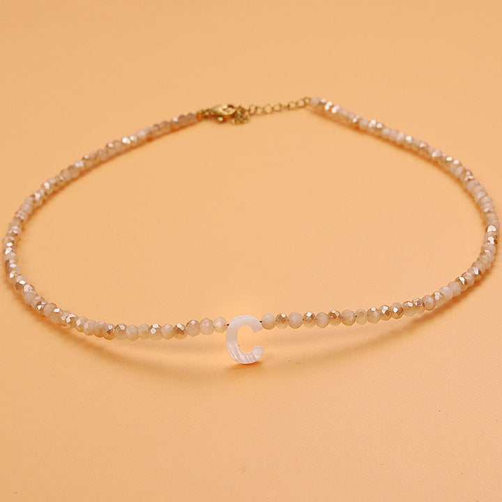Dainty Stone Beaded Initial Necklace