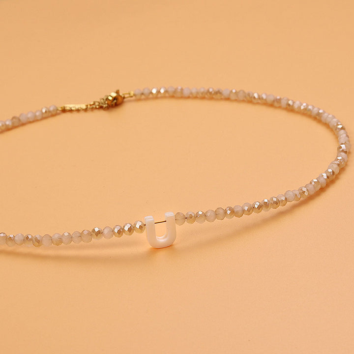 Dainty Stone Beaded Initial Necklace