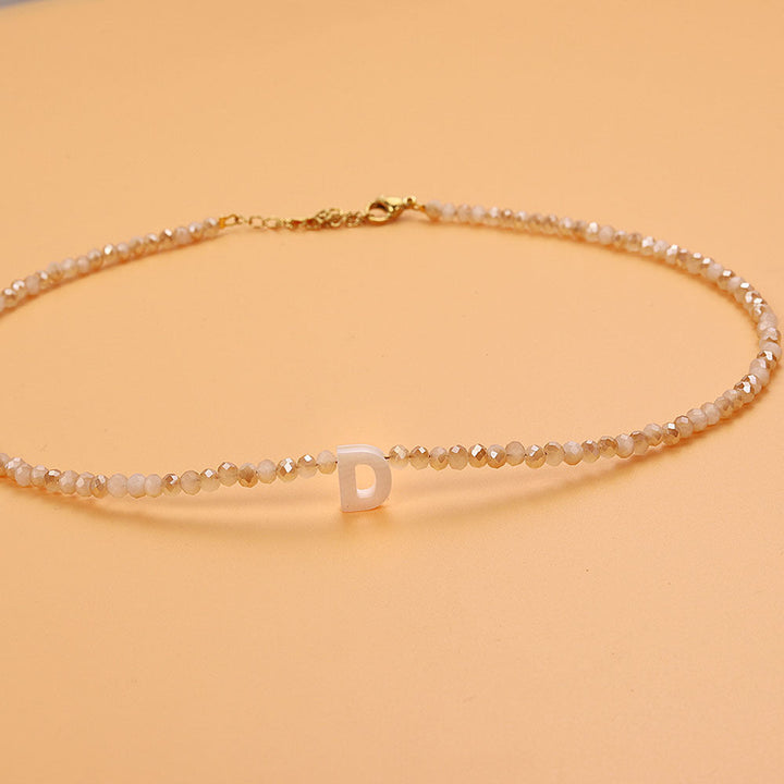 Dainty Stone Beaded Initial Necklace