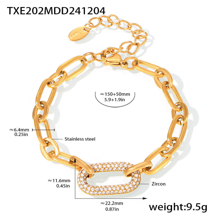 Paved Chunky Chain Link Jewelry Set | Gold