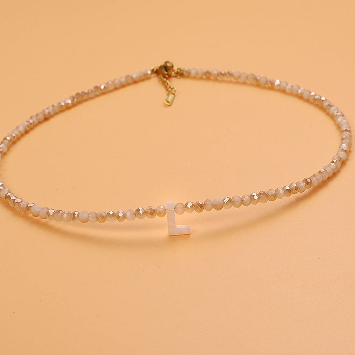 Dainty Stone Beaded Initial Necklace
