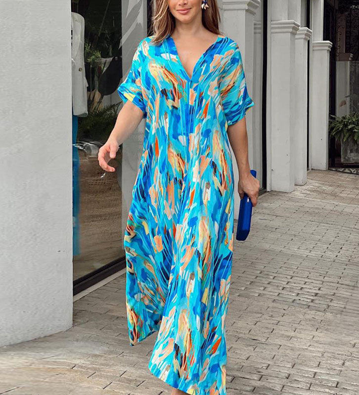 Elara | V-Neck Kaftan Dress