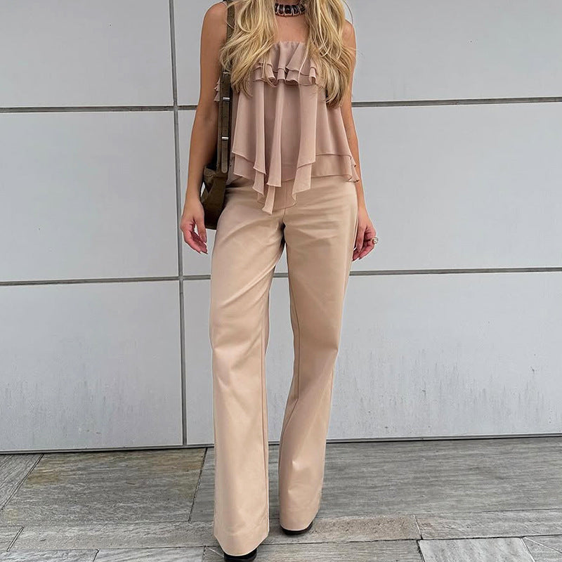 Monica Secrets | Sleeveless Top – Loose Fit – Layered Ruffles – Airy Fabric