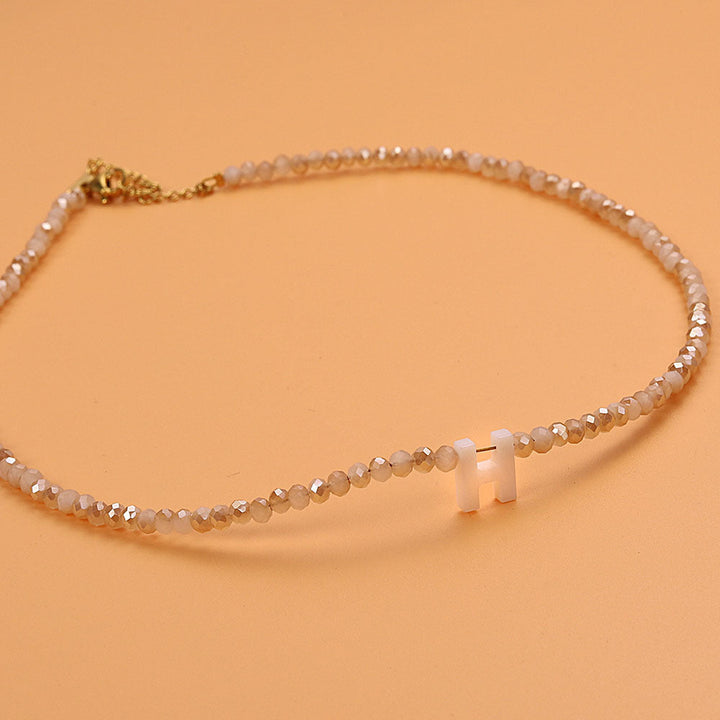 Dainty Stone Beaded Initial Necklace