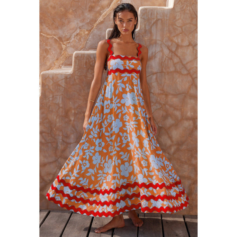 Monica Secrets | Sleeveless Floral Printed Loose Dress