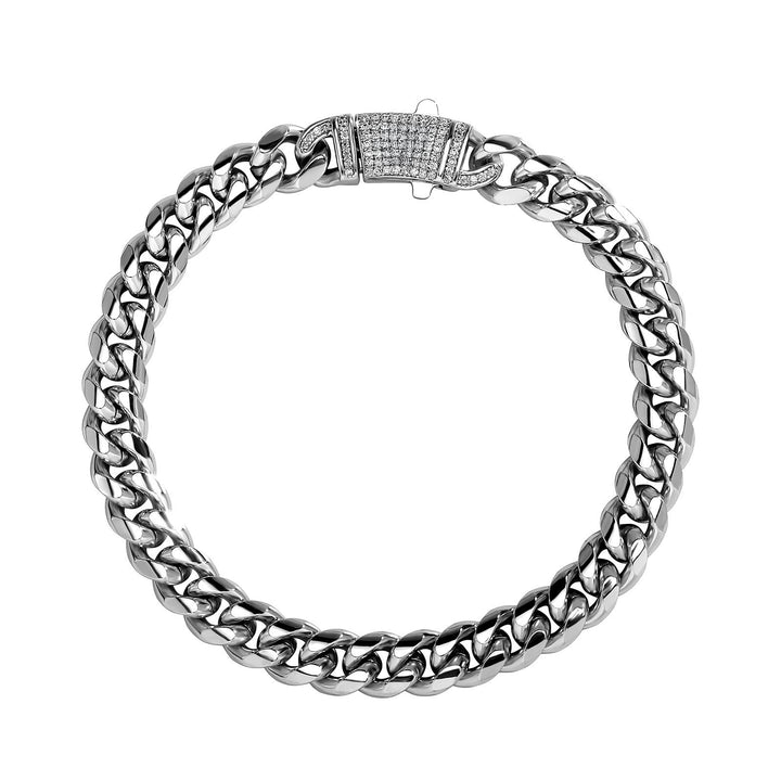 14k Chunky Diamond Accented Clasp Cuban Link Bracelet