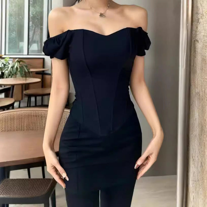 Monica Secrets | Corset Top – Structured Fit – Puff Sleeves – Off-Shoulder Style – Eveningwear
