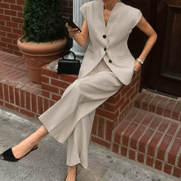 Monica Secrets | Women's Jumpsuit – Tailored Vest and Wide Trousers – Elegant Business Look