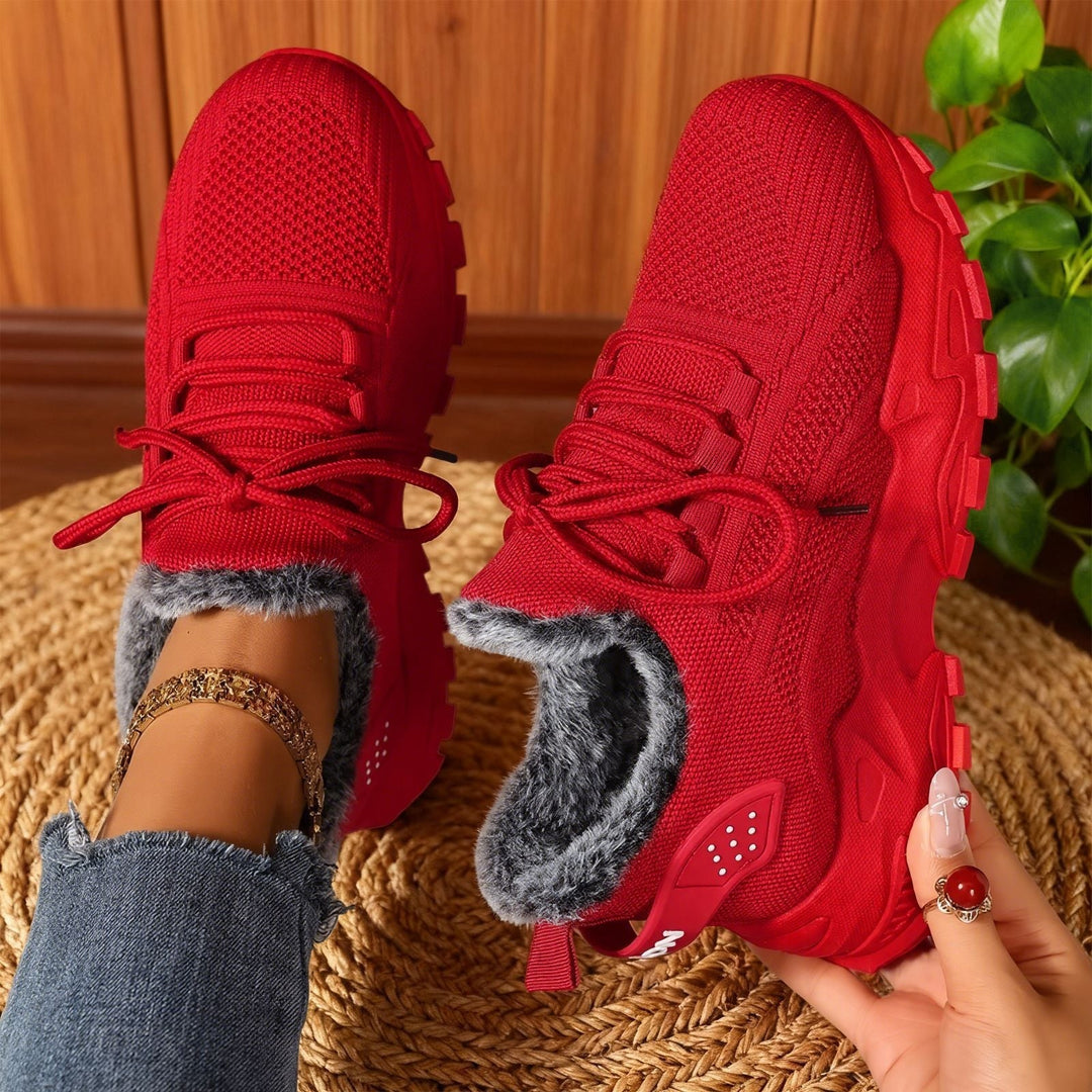 Monica Secrets | Casual Fleece Lace-Up Lightweight Sneakers
