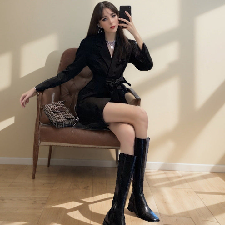 Monica Secrets | Women's Blazer – Slim Fit – Long Sleeves – Mid-Length – V-Neck