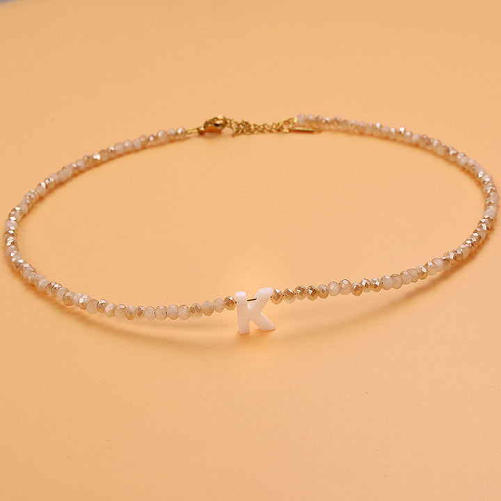 Dainty Stone Beaded Initial Necklace