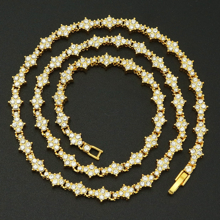 Classic Cluster Tennis Necklace | Gold
