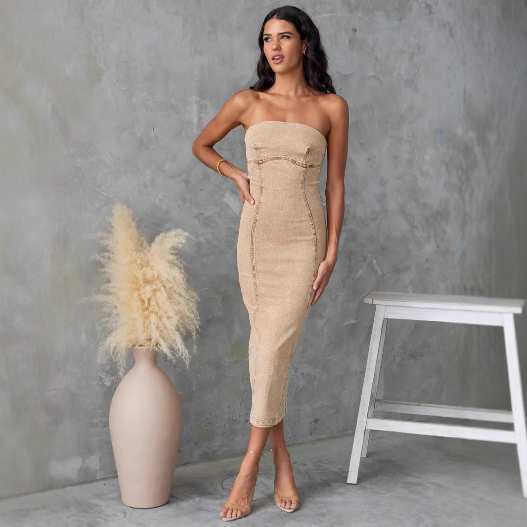 Elowen | Strapless Denim Dress