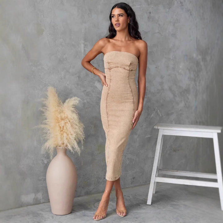 Elowen | Strapless Denim Dress