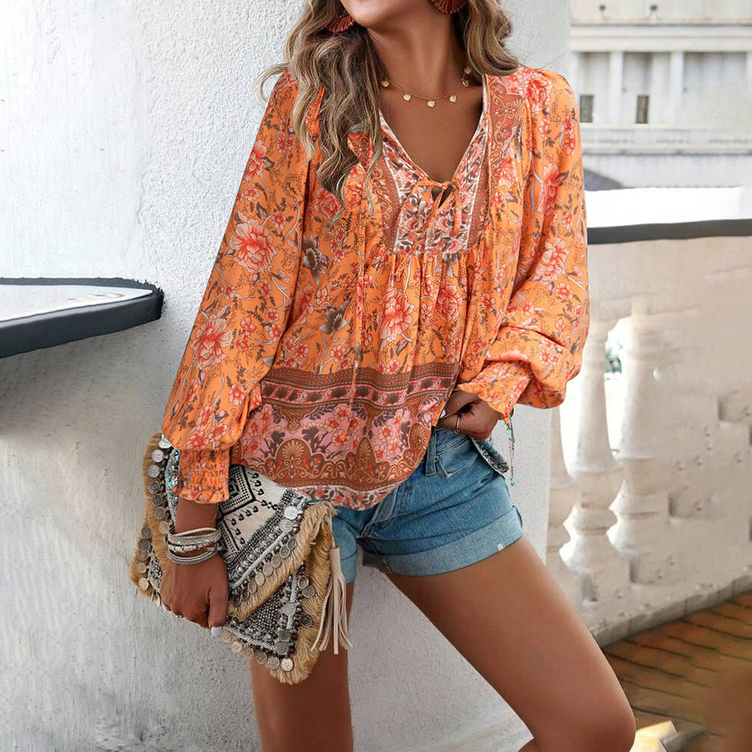 Seraphina | Boho Tie Neck Blouse