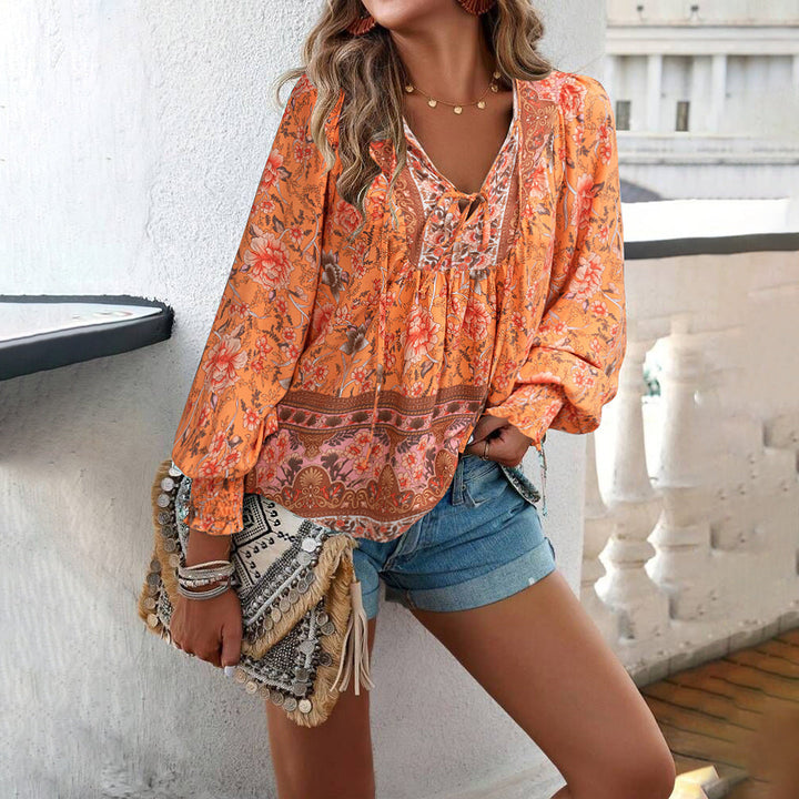Seraphina | Boho Tie Neck Blouse
