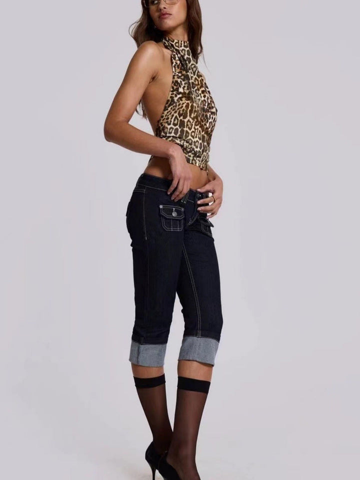 Monica Secrets | Haltertop - Leopard Print - Backless Design