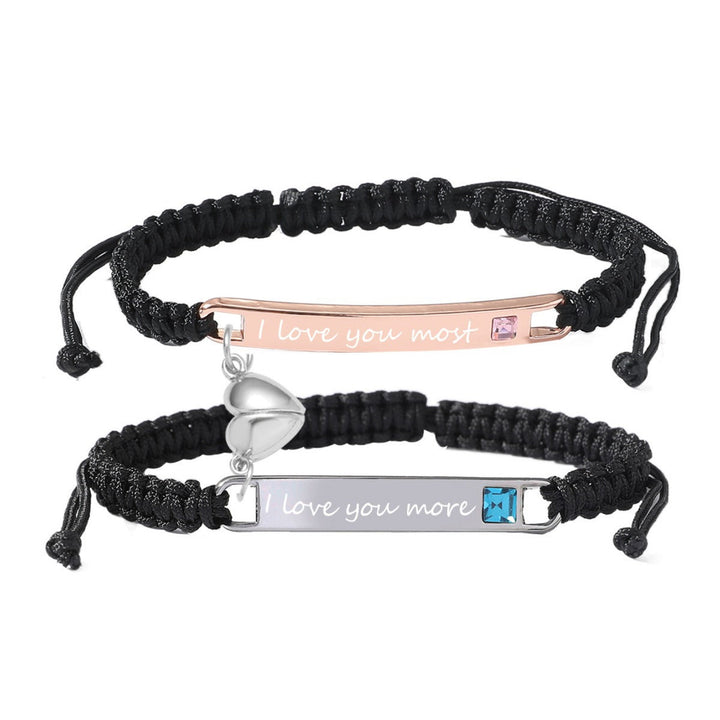 Personalized Magnetic Heart Love Bracelet Set