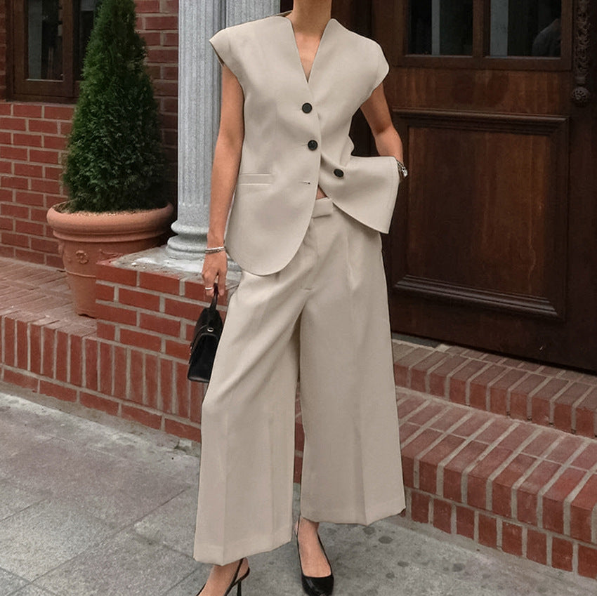 Monica Secrets | Women's Jumpsuit – Tailored Vest and Wide Trousers – Elegant Business Look