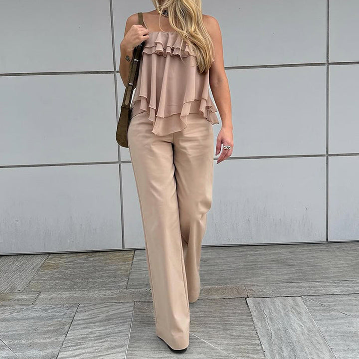 Monica Secrets | Sleeveless Top – Loose Fit – Layered Ruffles – Airy Fabric