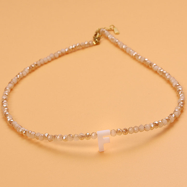 Dainty Stone Beaded Initial Necklace