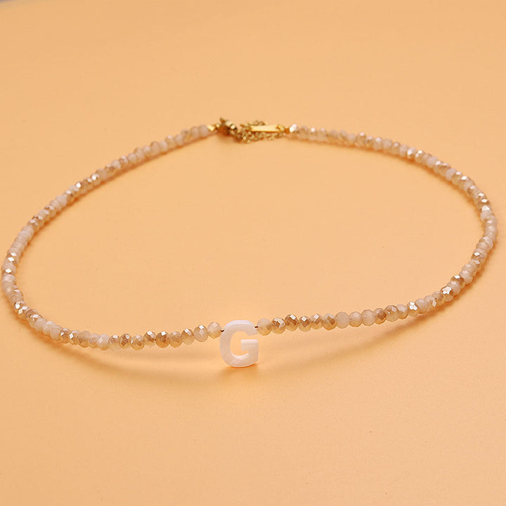 Dainty Stone Beaded Initial Necklace