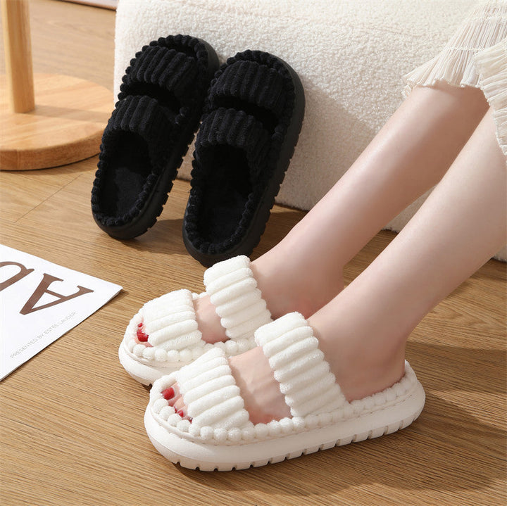 Monica Secrets | Cozy Fluffy Open-Toe Home Slippers